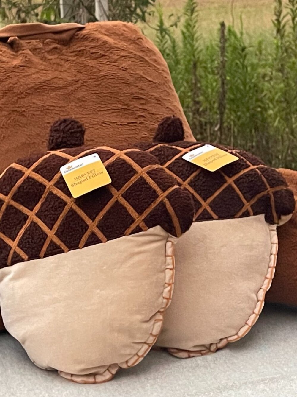 WayToCelebrate NWT Harvest Acorn Sherpa Velvet Pillow Fall Cottagecore Cozy Boho